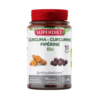 Curcuma Curcumine Pipérine Bio, 45 Gélules - Parashop.com
