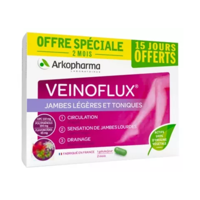 Veinoflux Jambes Légères et Toniques, 60 Gélules - Parashop.com