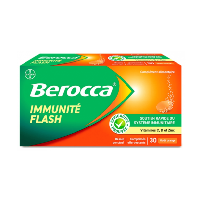 Berocca Immunité Flash Goût Orange, 30 Comprimés Effervescents