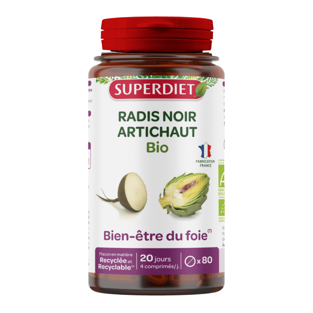 Radis noir artichaut bio, 80 comprimés Super Diet - Parashop.com