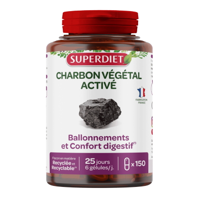 Charbon Végétal Digestion, 150 Gelules Super Diet - Parashop