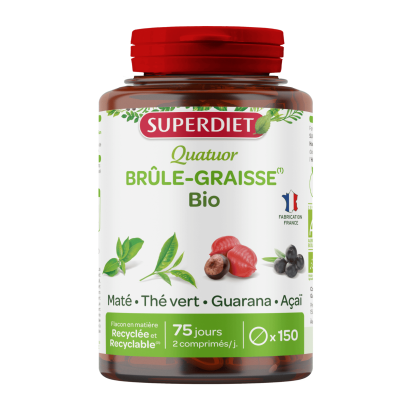 Quatuor brûle graisse bio, 150 comprimés Super Diet | Parashop.com