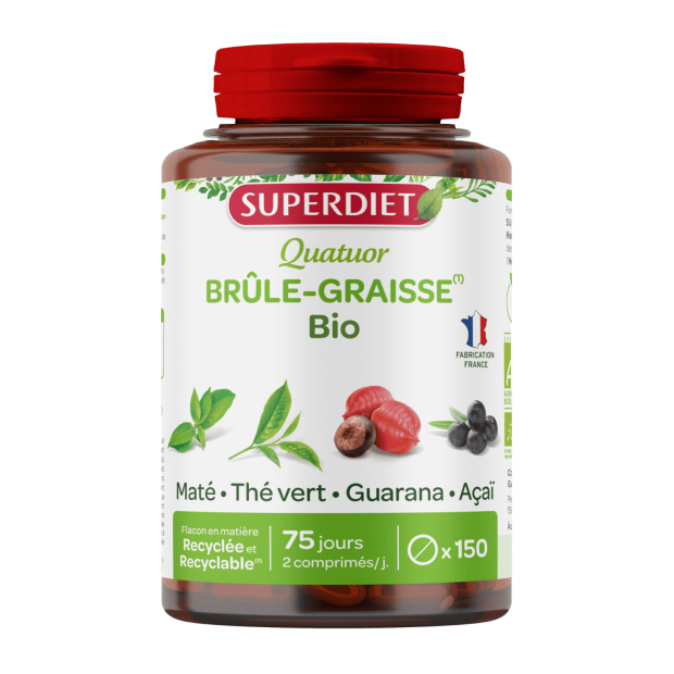Quatuor brûle graisse bio, 150 comprimés Super Diet | Parashop.com