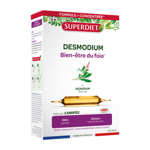 Desmodium Bien Etre du Foie, 20 ampoules Super Diet | Parashop.com