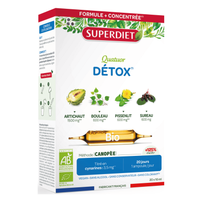 Quatuor drainage bio, 20 ampoules Super Diet | Parashop.com