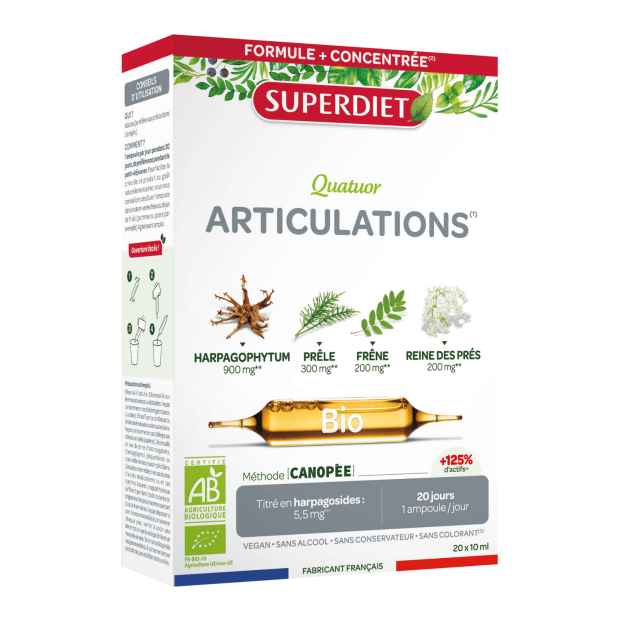 Quatuor articulation bio, 20 ampoules Super Diet | Parashop.com