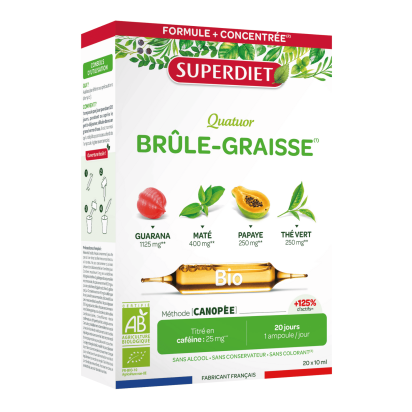 Quatuor brûle graisse bio, 20 ampoules Super Diet | Parashop.com