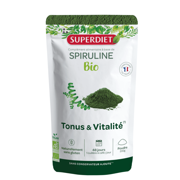 Spiruline poudre bio, 200g Super Diet | Parashop.com