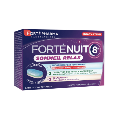 Fortenuit 8H Sommeil Relax 15 Nuits, 15 comprimés Tri-Couches | Parashop.com