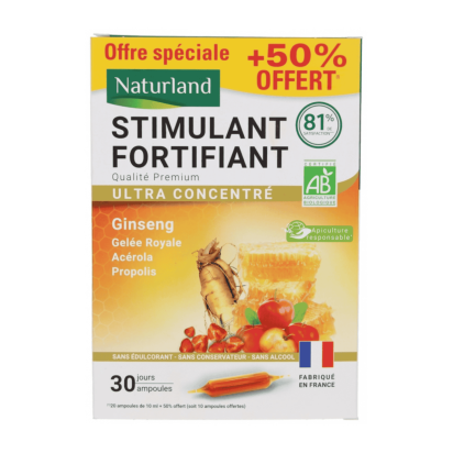 Stimulant Fortifiant Bio, 20 Ampoules + 10 Ampoules Offertes | Parashop.com