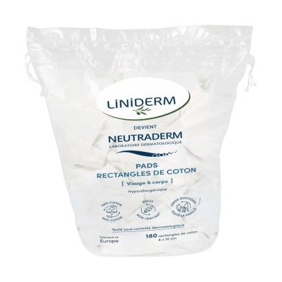 Neutraderm Pads rectangulaires 100% coton, x180 | Parashop.com