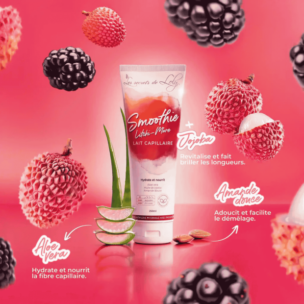Smoothie Litchi-Mûre Lait Sans Rinçage Très Nourrissant, 250ml