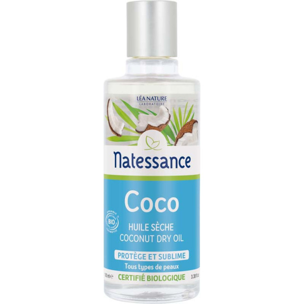 Huile coco sèche Bio protège et sublime, 100ml Natessance - Parashop