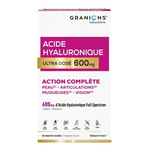 Acide Hyaluronique 600mg, 60 comprimés | Parashop.com