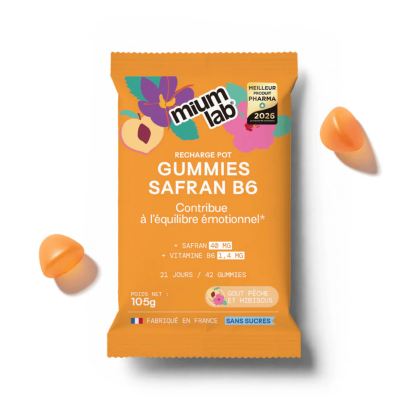 Recharge Gummies Safran B6 Equilibre Emotionnel Sans Sucre, 42 Gummies