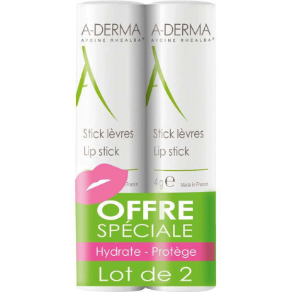 Stick à lèvres à l'Avoine Rhéalba. Lot de 2 Sticks 4g A-Derma - Parashop