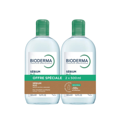 Bioderma Eaux micellaires Lot SÉBIUM H2O, 2 x 500ml | Parashop.com
