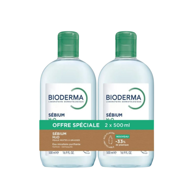 SEBIUM H2O Eau Micellaire Nettoyante et Purifiante, lot 2x500ml | Parashop.com