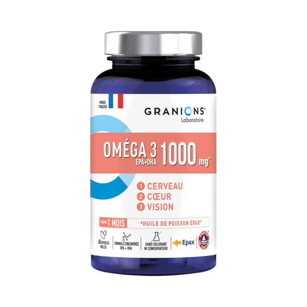 Oméga 3 1000mg Cerveau Coeur & Vision, 60 capsules | Parashop.com