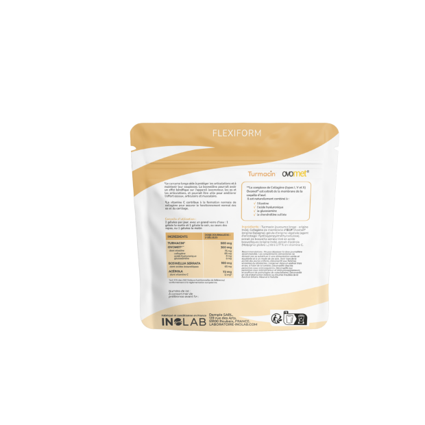 Flexiform Complément Articulaire Collagène d’Œuf, Curcuma, Boswellia et Vitamine C, 60 comprimés