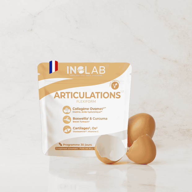 Flexiform Complément Articulaire Collagène d’Œuf, Curcuma, Boswellia et Vitamine C, 60 comprimés