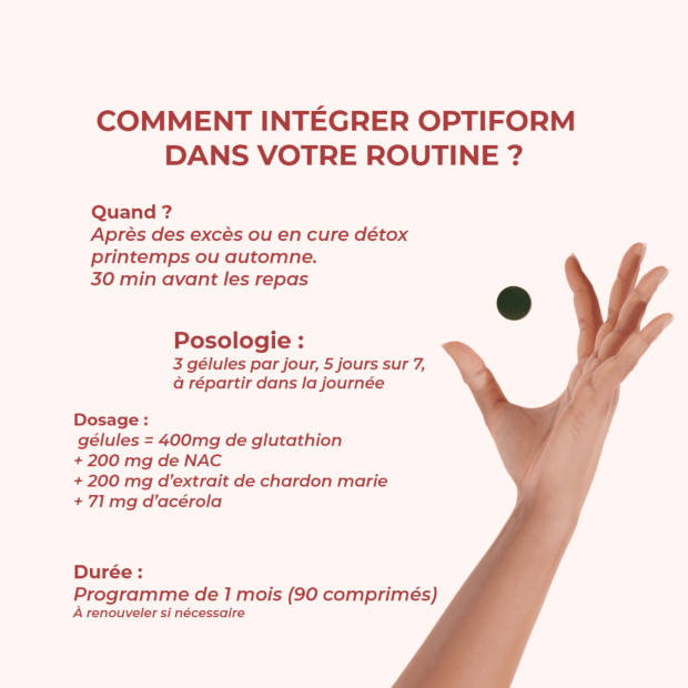 Optiform Gluthation Réduit 98% Antioxydant Détox, 90 Gélules