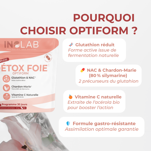 Optiform Gluthation Réduit 98% Antioxydant Détox, 90 Gélules