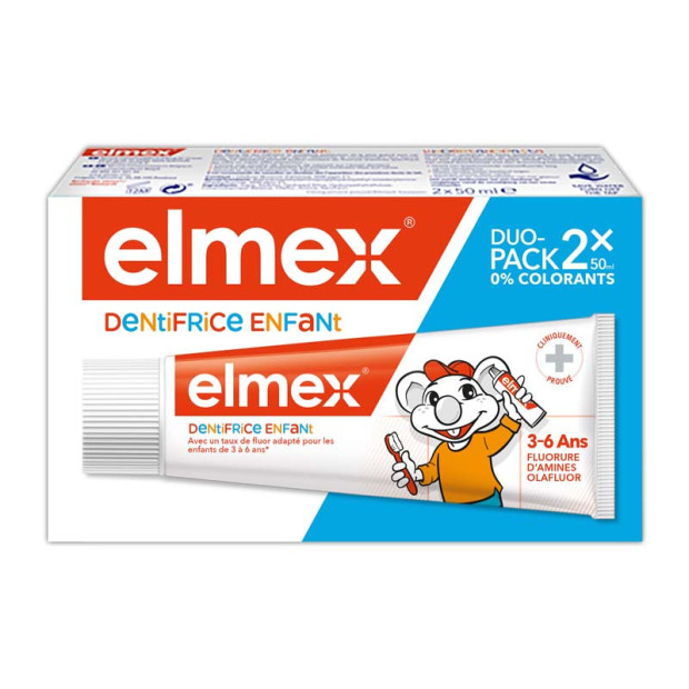 Dentifrice Anti-Caries Enfant 3-6 ans, 2x50ml Elmex - Parashop