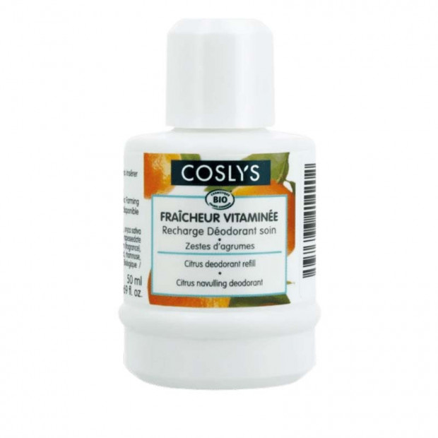Recharge déodorant soin fraîcheur vitaminée zestes d'agrumes bio, 50ml Coslys - Parashop