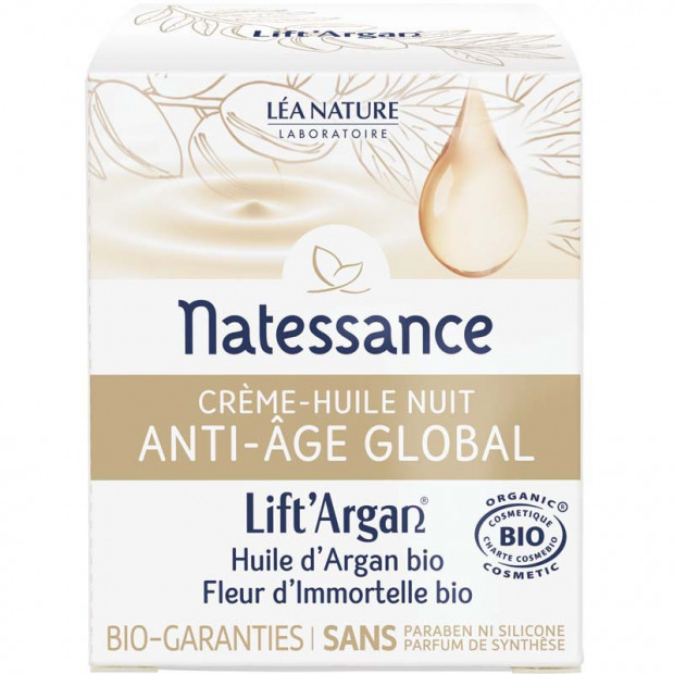 La crème huile nuit anti-âge global. 50ml  Natessance | Parashop.com