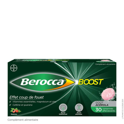 BEROCCA BOOST Vitamines, Caféine et Guarana, 30 comprimés effervescents