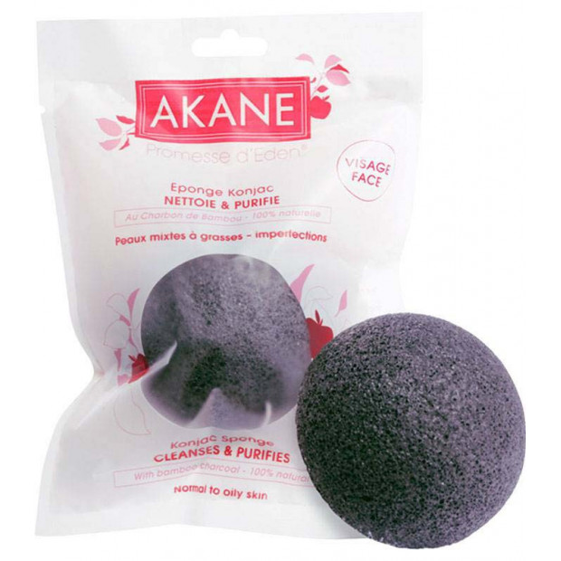Éponge Konjac noire au charbon végétal Akane - Parashop