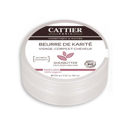 Beurre de karité 100% bio sans parfum, 100g Cattier - Parashop