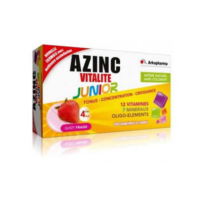 AZINC® JUNIOR Tonus concentration croissance goût fraise, 30 comprimés