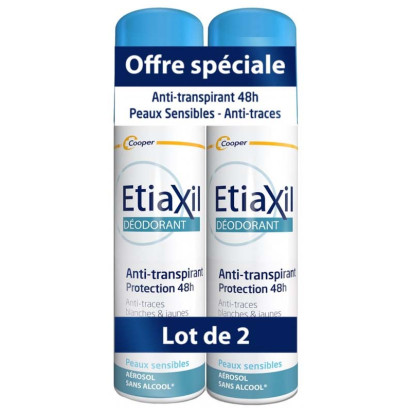 Déodorant Anti-Transpirant 48h, Aérosol 2x150ml Etiaxil - Parashop