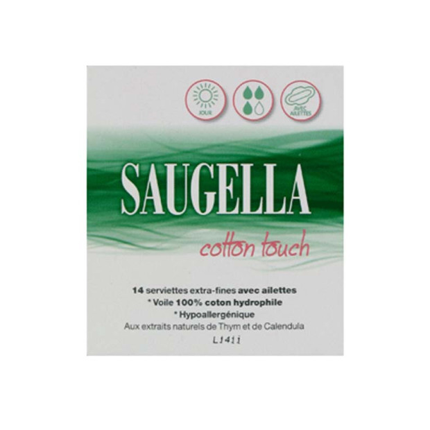 Saugella : Cotton touch serviette extra-fine avec ailettes jour