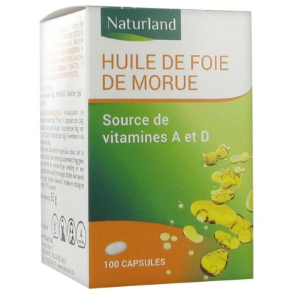 Huile de foie de morue, 100 capsules Naturland - Parashop