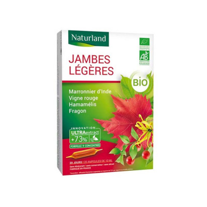 Jambes Légères BIO. Boîte 20 Ampoules Naturland - Parashop