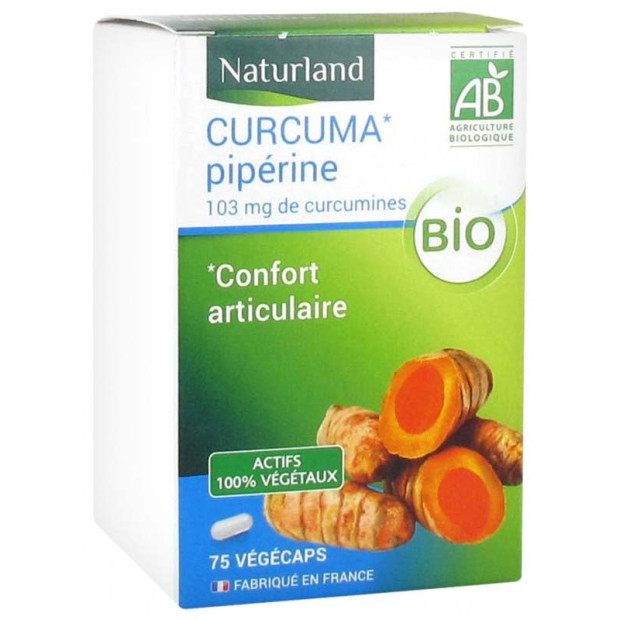 Curcuma pipérine bio, 75 végécaps Naturland - Parashop