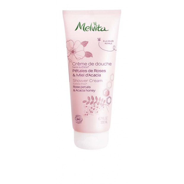 Crème douche Pétales de Rose et Miel d'Acacia. Tube 200ml Melvita - Parashop