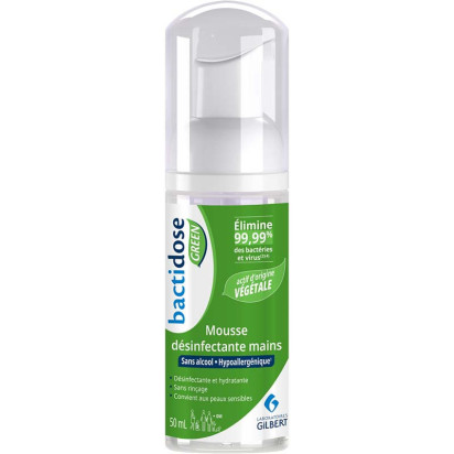 BACTIDOSE GREEN Mousse désinfectante mains sans rinçage, 50ml Laboratoires Gilbert - Parashop