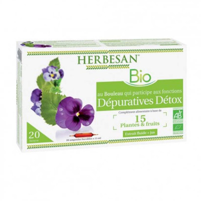 Complexe bouleau détox, 20ampoules x 15ml Herbesan - Parashop