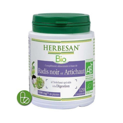 Radis noir artichaut digestion bio, 120 comprimés Herbesan - Parashop