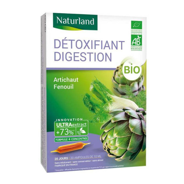 Détoxifiant digestion Bio, 20 ampoules Naturland - Parashop