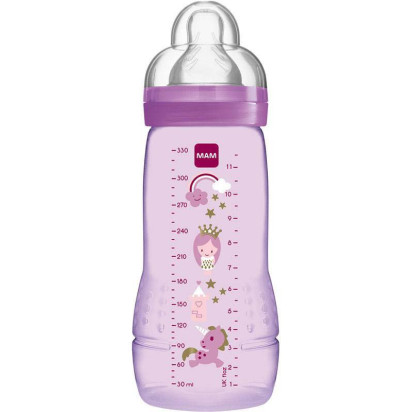 Biberon rose 6+ débit X, 330ml x1 Mam - Parashop