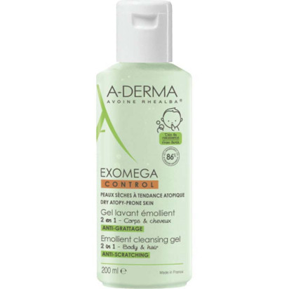 EXOMEGA CONTROL Gel lavant émollient anti-grattage corps & cheveux, 200ml A-Derma - Parashop