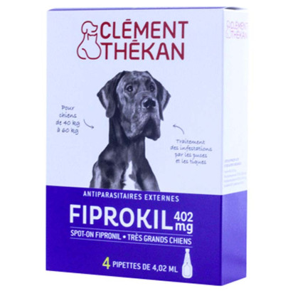 CHIEN 40/60KG. Bt 4 pipettes 4,02ml Fiprokil - Parashop