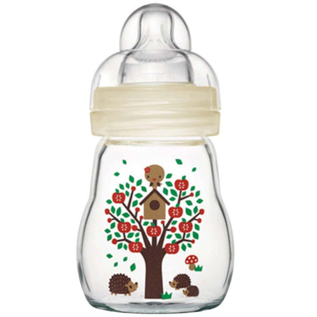 Biberon verre blanc 0+ débit 1, 170ml x1