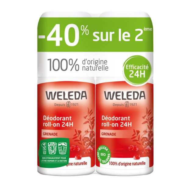 Déodorant roll-on 24h Grenade, lot 2x50ml Weleda - Parashop