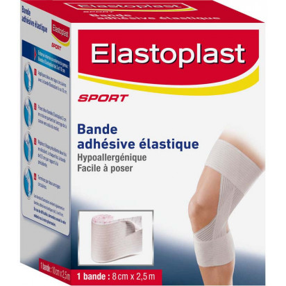 Bande Adhésive Elastique, 1 bande 8cm x 2.5m Elastoplast - Parashop